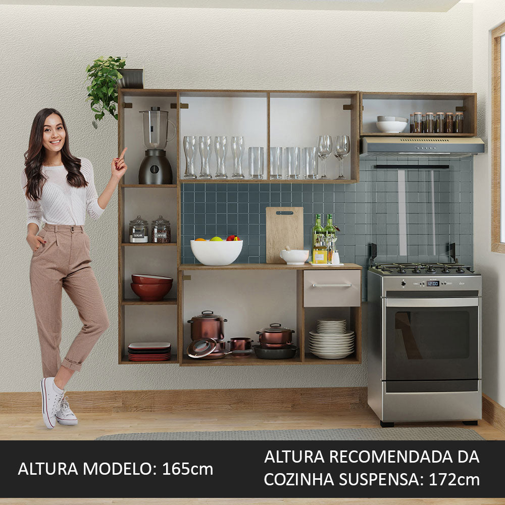 Armário de Cozinha Compacta 180cm Rustic/Crema Easy Madesa