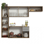 Armário de Cozinha Compacta 180cm Rustic/Cinza Easy Madesa