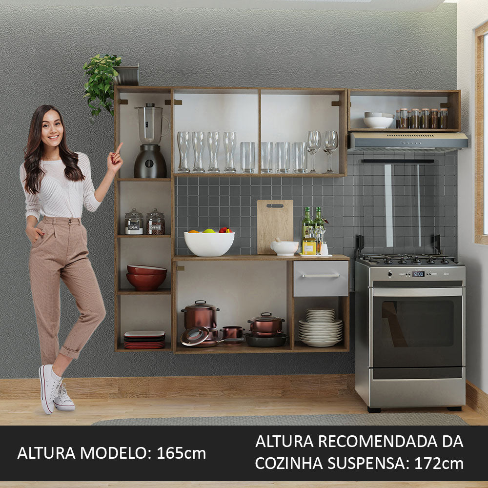 Armário de Cozinha Compacta 180cm Rustic/Cinza Easy Madesa