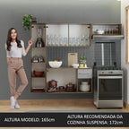 Armário de Cozinha Compacta 180cm Rustic/Cinza Easy Madesa