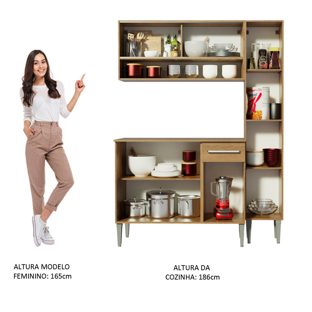 Armário de Cozinha Compacta 137cm Rustic Emilly Art Madesa 04