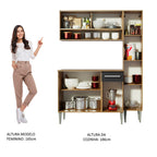 Armário de Cozinha Compacta 137cm Rustic/Preto Emilly Art Madesa 04