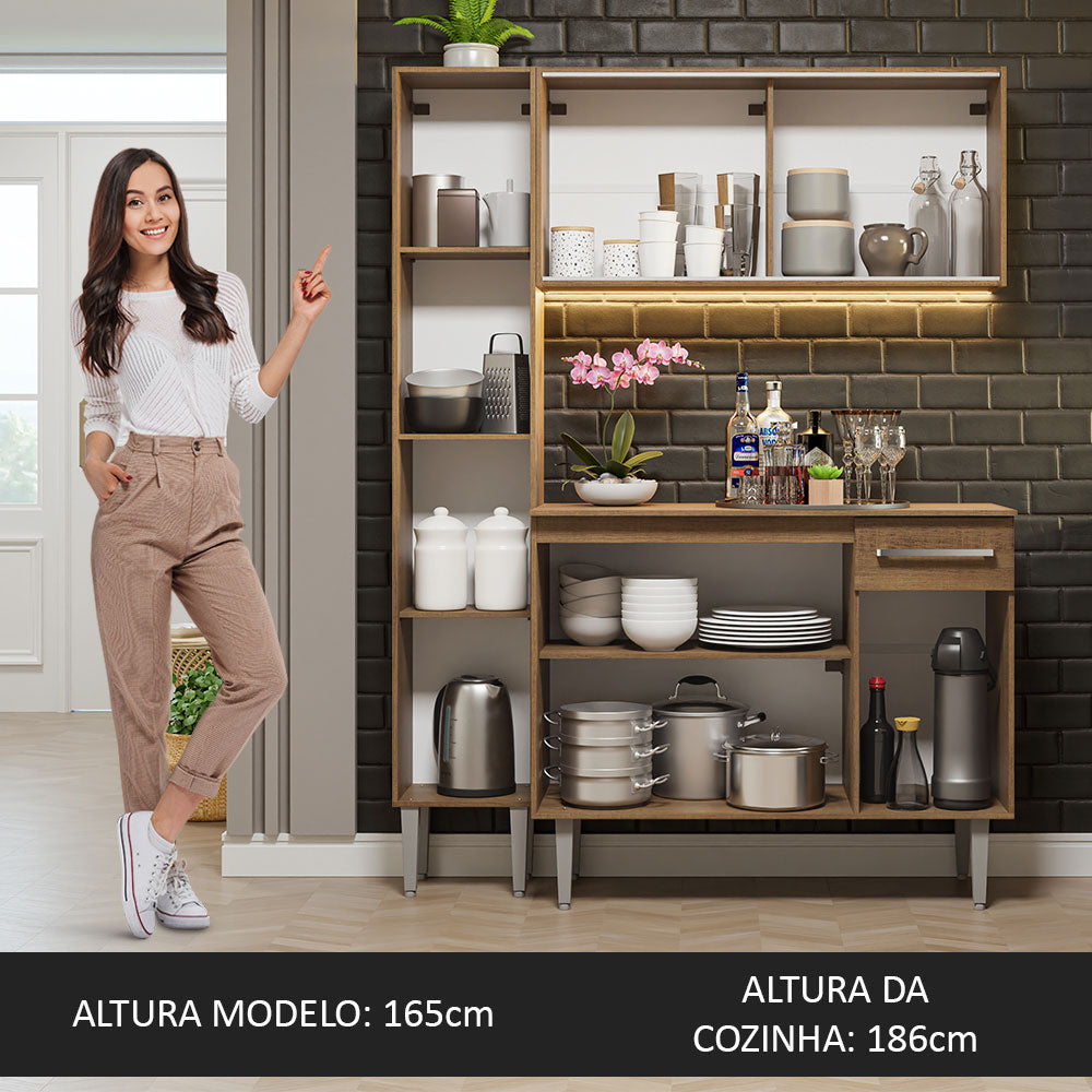 Armário de Cozinha Compacta 137cm Rustic Emilly Madesa 05