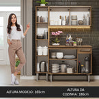 Armário de Cozinha Compacta 137cm Rustic Emilly Madesa 05