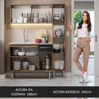 Armário de Cozinha Compacta 137cm com Pia Rustic/Preto Emilly Madesa 07