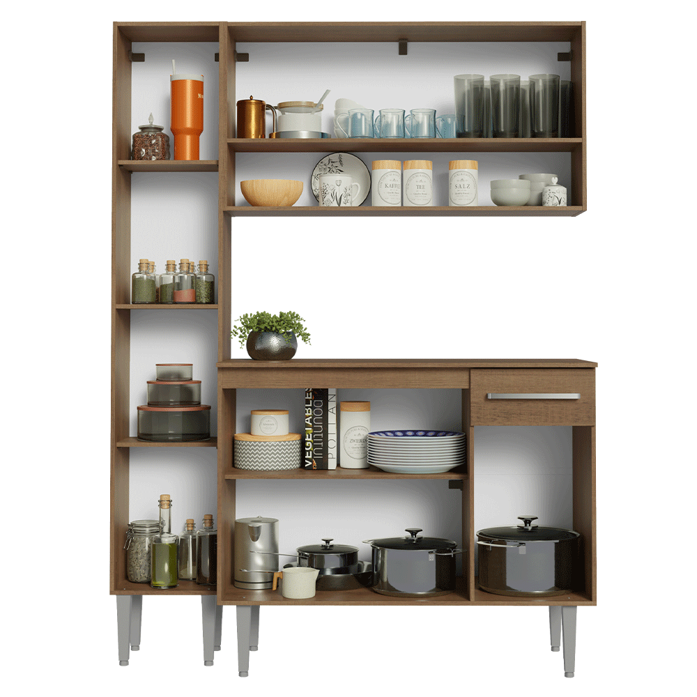 Armário de Cozinha Compacta 137 cm Rustic Emilly Madesa 012
