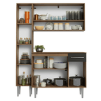 Armário de Cozinha Compacta 137 cm Rustic/Preto Emilly Madesa 012