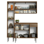 Armário de Cozinha Compacta 137 cm Rustic/Cinza Emilly Madesa 012