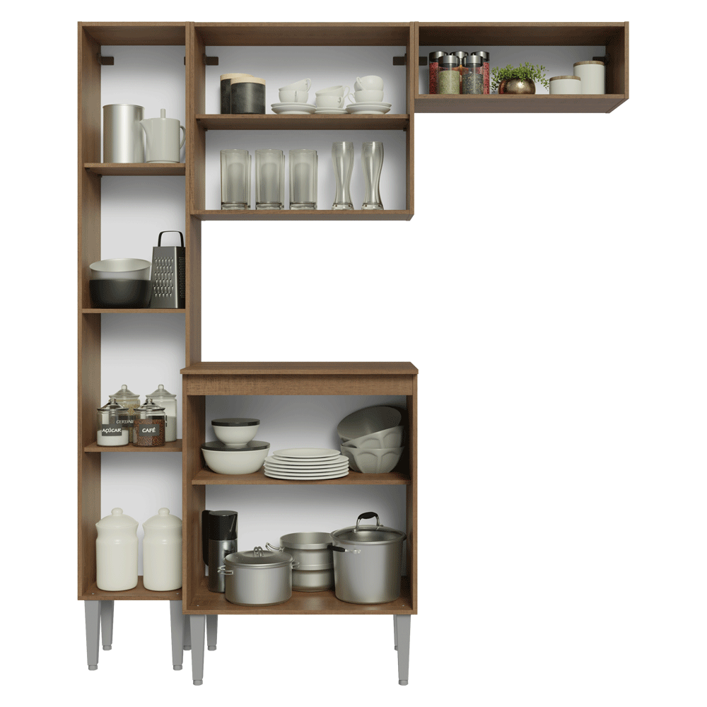 Armário de Cozinha Compacta 156 cm Rustic Emilly Madesa 01