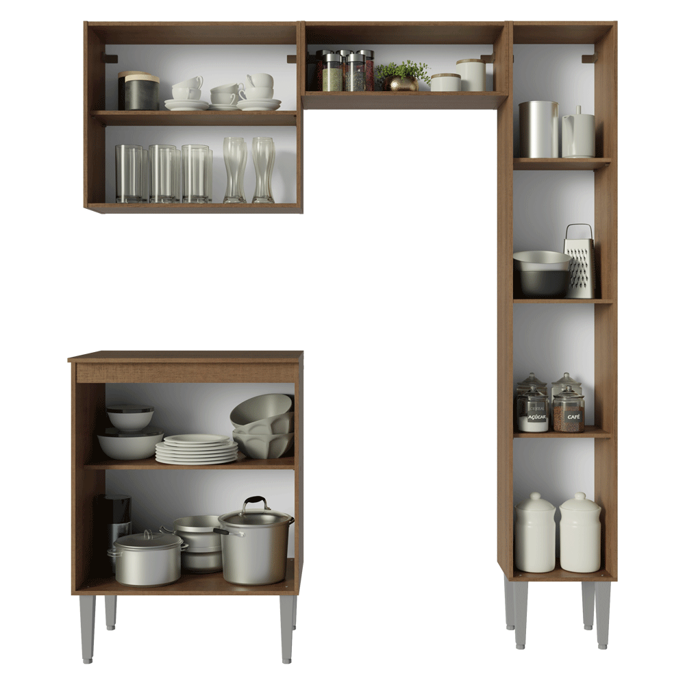 Armário de Cozinha Compacta 156 cm Rustic/Preto Emilly Madesa 02