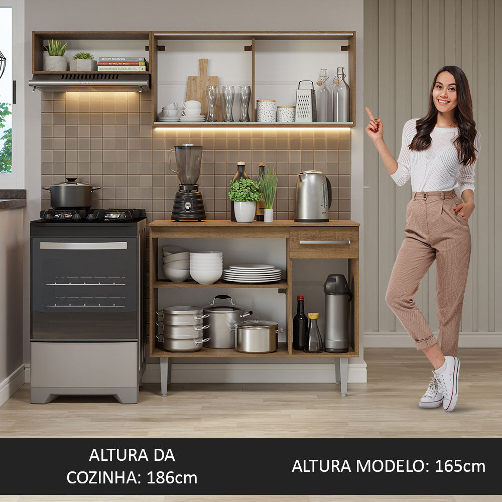 Armário de Cozinha Compacta 165cm Rustic Emilly Madesa 03