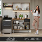 Armário de Cozinha Compacta 165cm Rustic/Preto Emilly Madesa 03