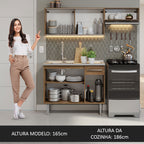 Armário de Cozinha Compacta 165cm com Pia Rustic Emilly Madesa 05