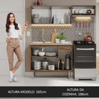Armário de Cozinha Compacta 165cm com Pia Rustic Emilly Madesa 06