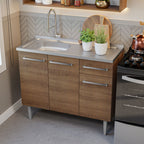 Armário de Cozinha Compacta 165cm com Pia Rustic Emilly Madesa 09