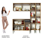 Armário de Cozinha Completa 169cm Rustic/Preto Emilly Voice Madesa 06