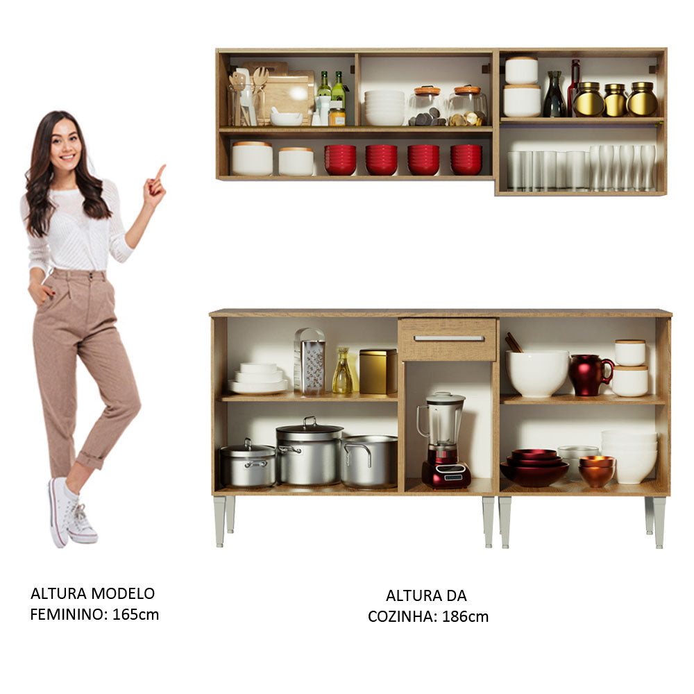 Armário de Cozinha Completa 169cm Rustic Emilly Dance Madesa 07