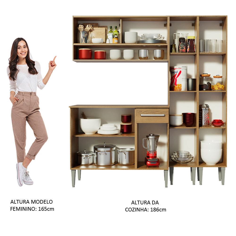 Armário de Cozinha Compacta 169cm Rustic Emilly Winter Madesa 08