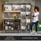 Armário de Cozinha Compacta 169cm com Pia Rustic/Preto Emilly Madesa 11