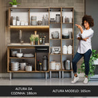 Armário de Cozinha Compacta 169cm com Pia Rustic/Preto Emilly Madesa 12