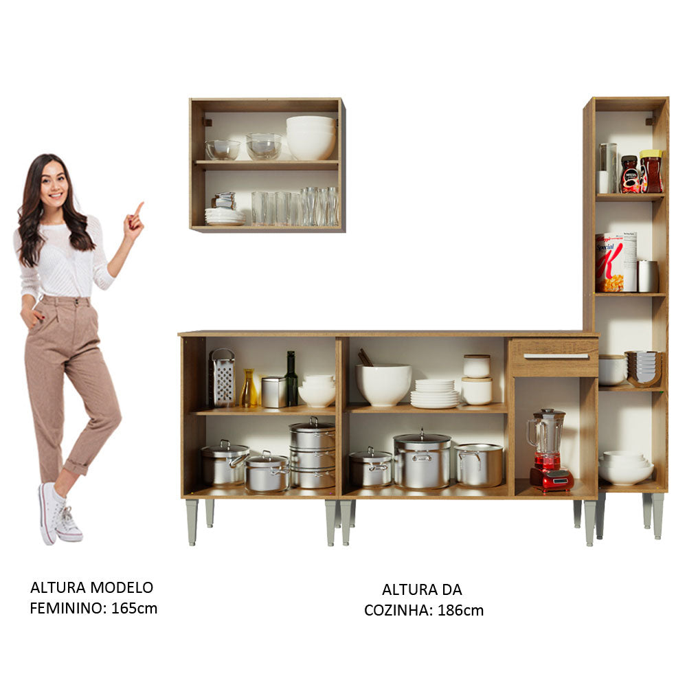 Armário de Cozinha Completa 201cm Rustic Emilly Sing Madesa 01