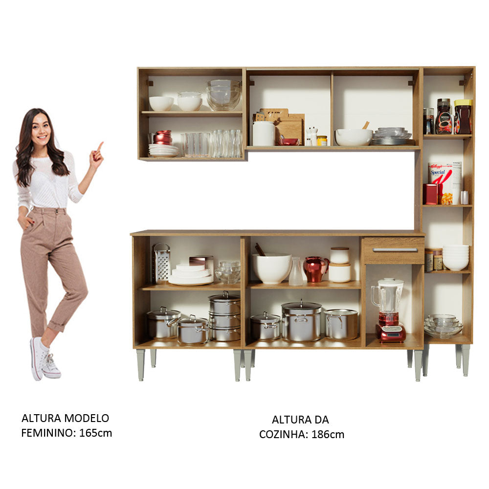 Armário de Cozinha Completa 201cm Rustic Emilly West Madesa 03