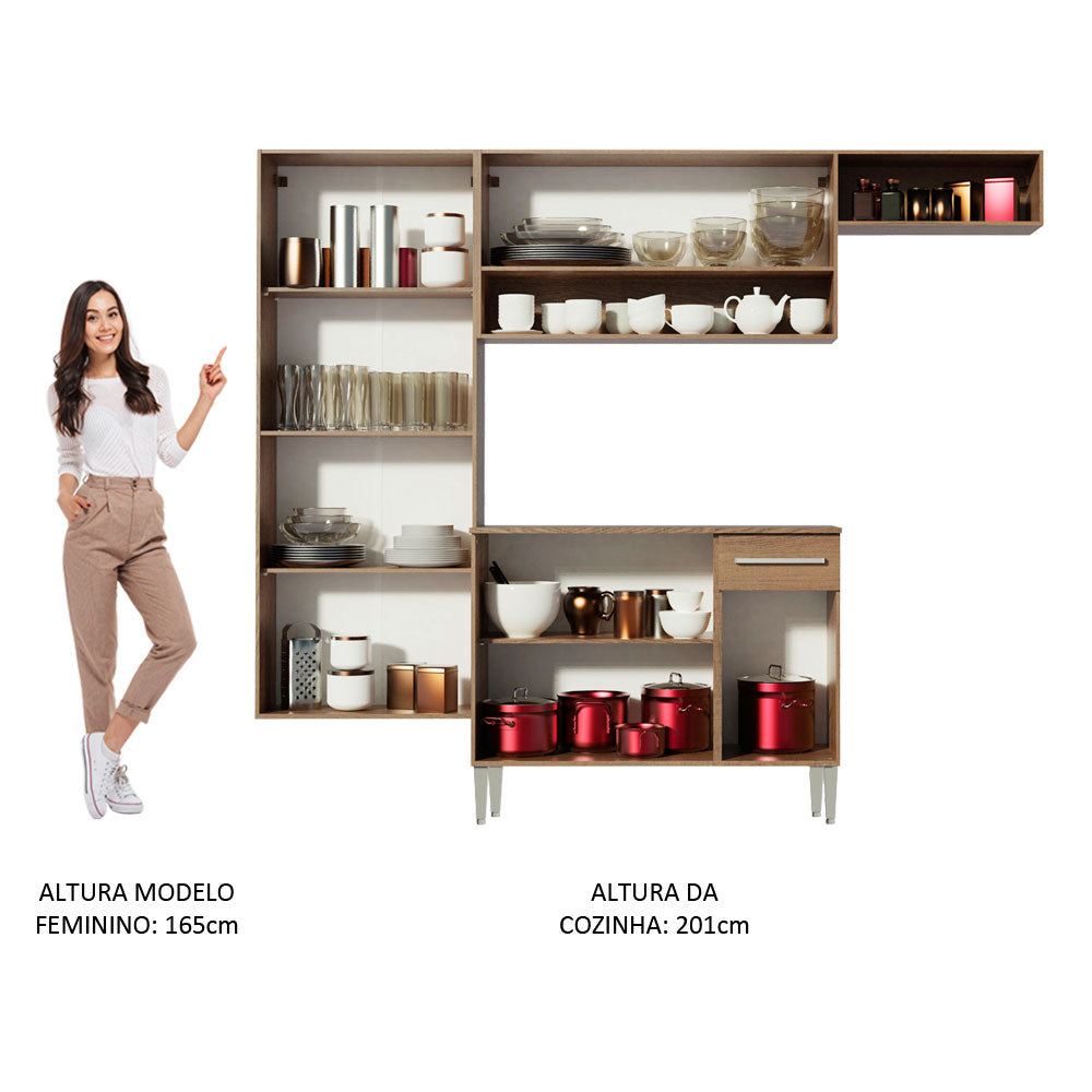 Armário de Cozinha Completa 229cm Rustic Emilly Fit Madesa 03