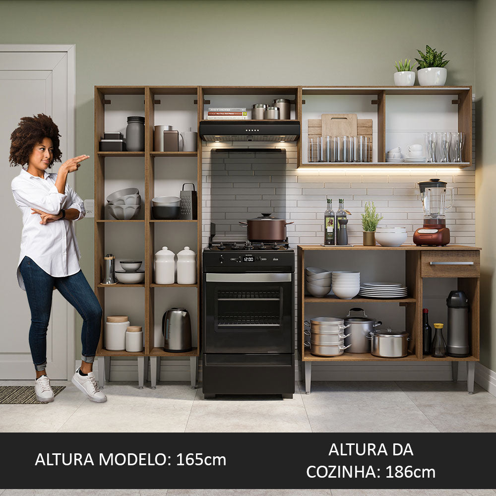 Armário de Cozinha Completa 229cm Rustic Emilly Madesa 05