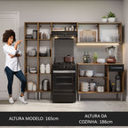Armário de Cozinha Completa 229cm Rustic/Preto Emilly Madesa 05