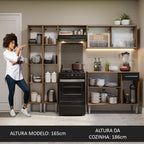 Armário de Cozinha Completa 229cm Rustic/Preto Emilly Madesa 06