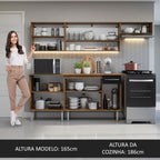 Armário de Cozinha Compacta 229cm Rustic/Preto Emilly Madesa 13