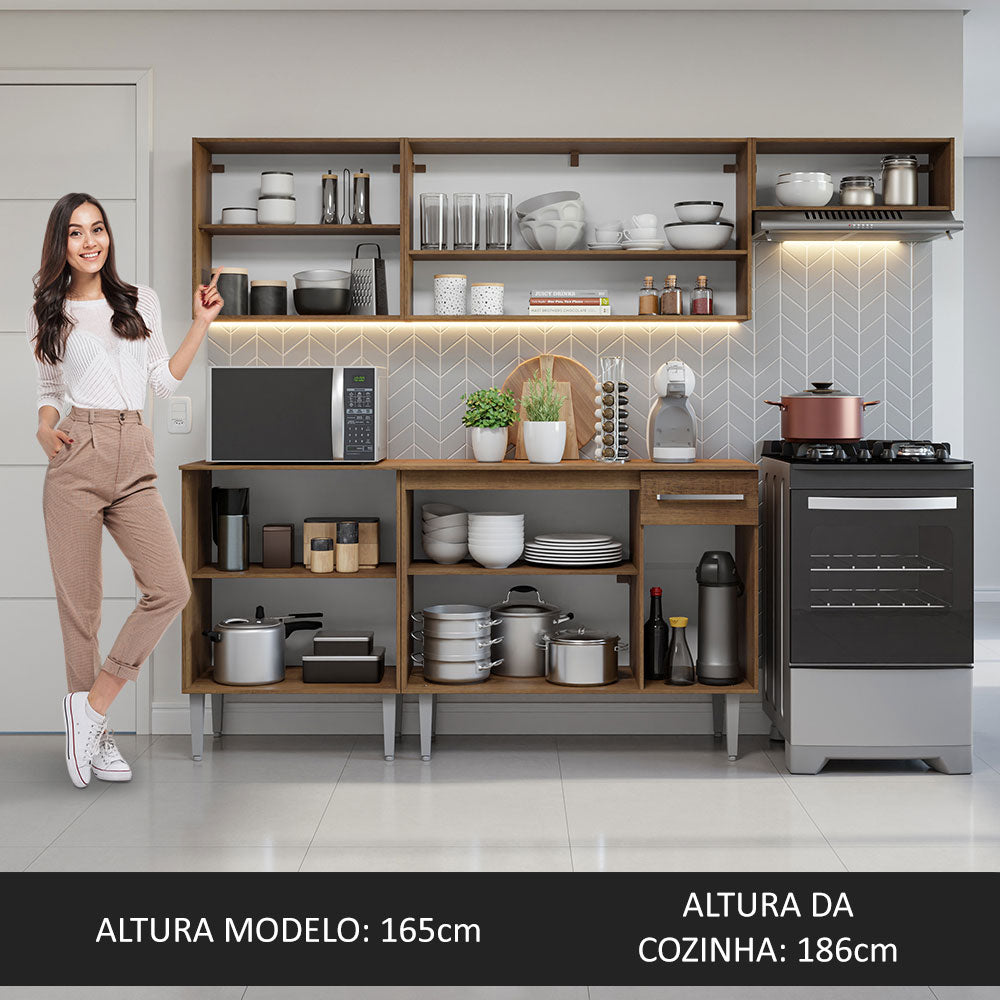 Armário de Cozinha Compacta 229cm Rustic/Cinza Emilly Madesa 13