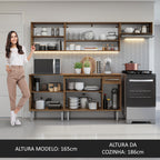 Armário de Cozinha Compacta 229cm Rustic/Cinza Emilly Madesa 13