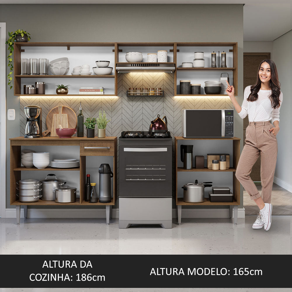 Armário de Cozinha Compacta 229cm Rustic Emilly Madesa 15