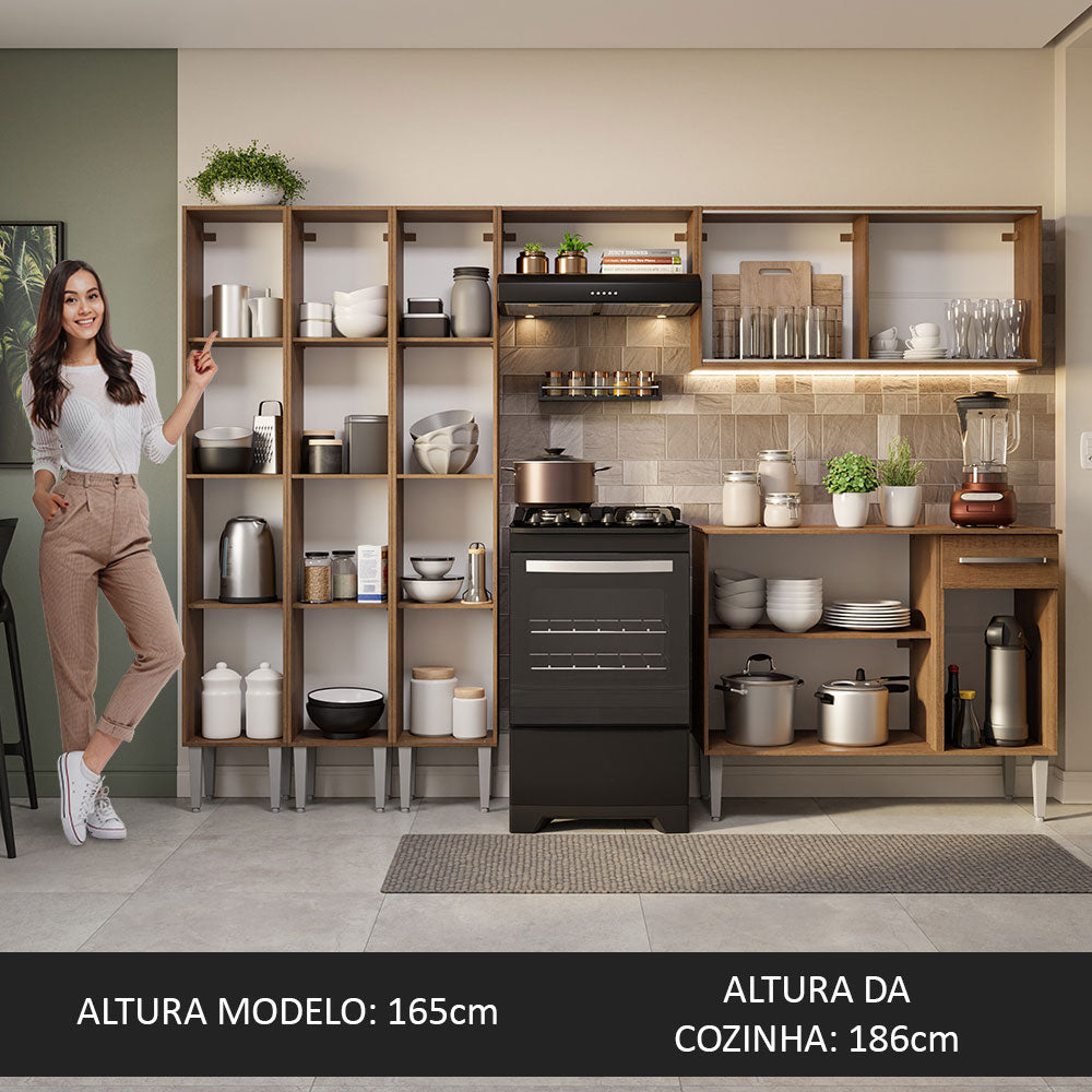 Armário de Cozinha Completa 261cm Rustic Emilly Madesa 05