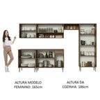Armário de Cozinha Completa 293cm Rustic/Cinza Emilly Madesa 01
