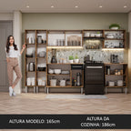 Armário de Cozinha Completa 293cm Rustic/Preto Emilly Madesa 04