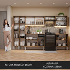 Armário de Cozinha Completa 293cm Rustic/Preto Emilly Madesa 05
