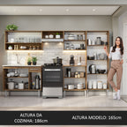 Armário de Cozinha Completa 293cm com Pia Rustic/Branco Emilly Madesa 09