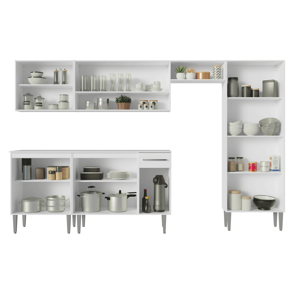 Armário de Cozinha Completa 293cm Branco Emilly Madesa 011