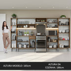 Armário de Cozinha Completa 325cm Rustic/Preto/Rustic Emilly Madesa 02