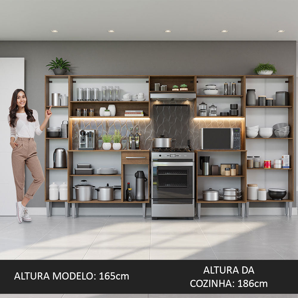 Armário de Cozinha Completa 325cm Cinza/Rustic Emilly Madesa 02