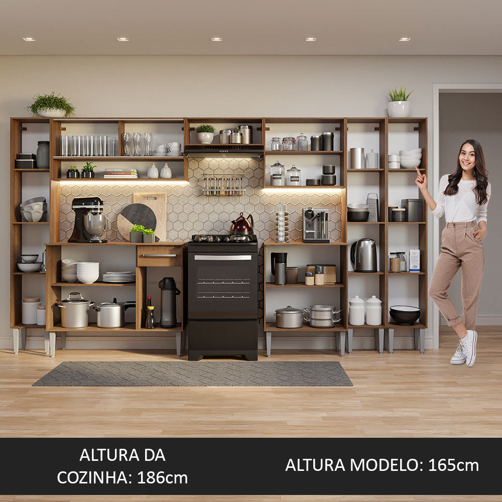 Armário de Cozinha Completa 325cm Rustic Emilly Madesa 05