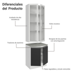 Kit Balcão + Cristaleira 70cm Branco/Preto Glamy Madesa 01