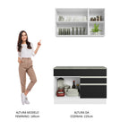 Armário de Cozinha Compacta 120cm Branco/Preto Glamy Madesa 08