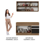 Armário de Cozinha Compacta 150cm Rustic/Preto Glamy Madesa 01