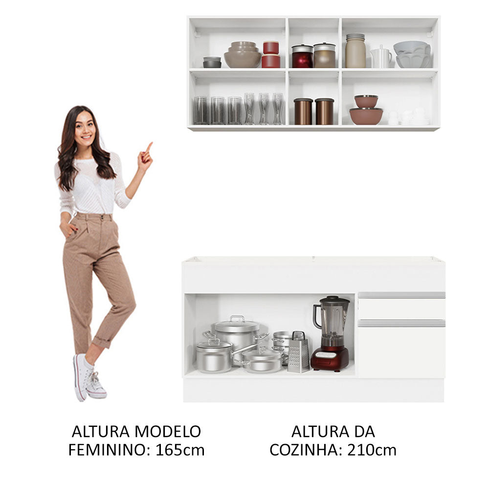 Armário de Cozinha Compacta 150cm Branco Glamy Madesa 02