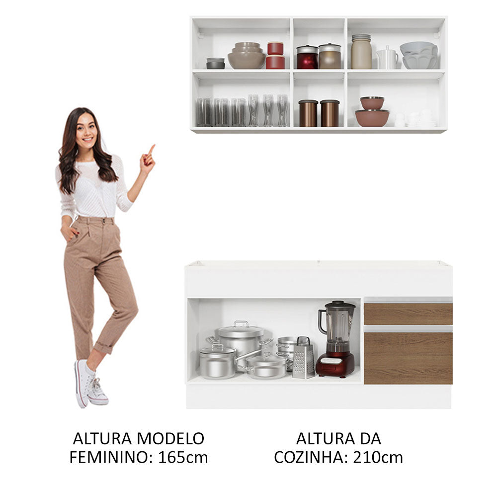Armário de Cozinha Compacta 150cm Branco/Rustic Glamy Madesa 02