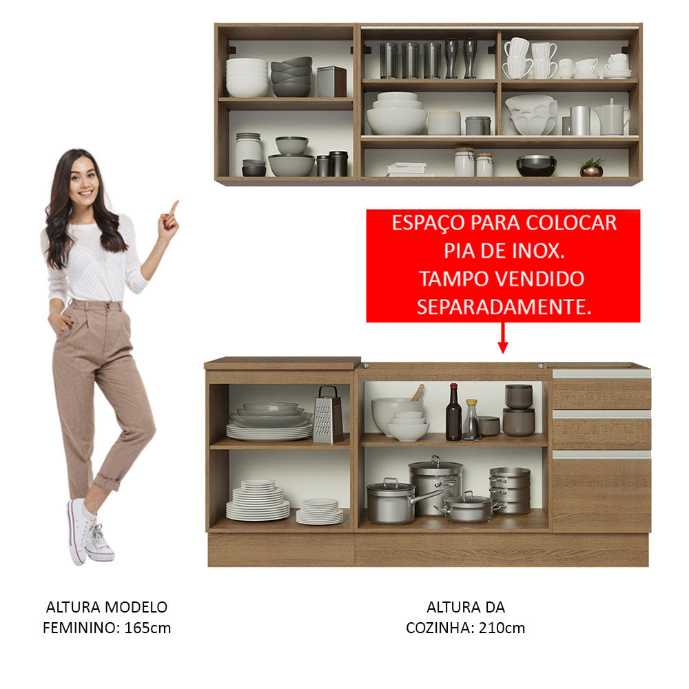 Armário de Cozinha Compacta 180cm Rustic Glamy Madesa 06
