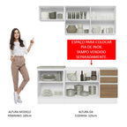 Armário de Cozinha Compacta 180cm Branco Rustic Glamy Madesa 07